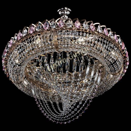 Люстра Кольцо Классика Веер №8 розовая в Сочи Гусь Хрустальный