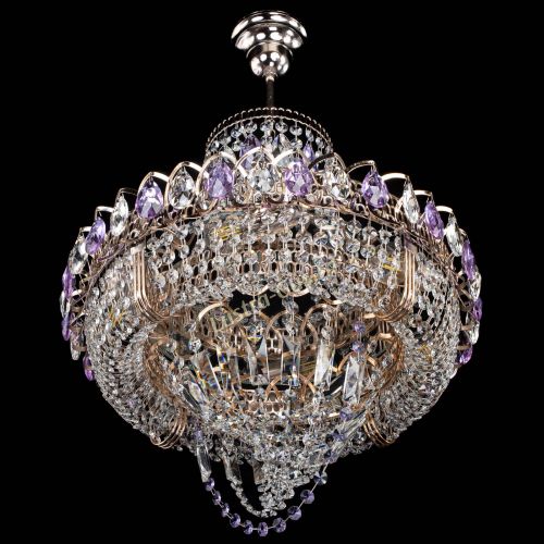Люстра Кольцо Классика Веер фиолетовая в Сочи Гусь Хрустальный