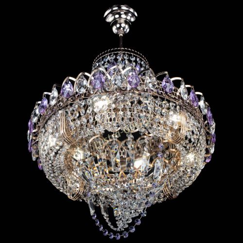 Люстра Кольцо Классика Веер фиолетовая в Сочи Гусь Хрустальный