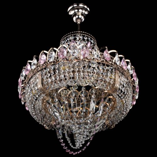 Люстра Кольцо Классика Веер розовая в Сочи Гусь Хрустальный
