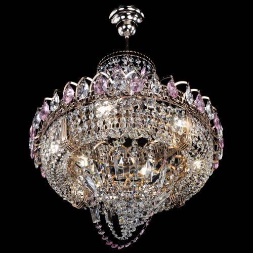 Люстра Кольцо Классика Веер розовая в Сочи Гусь Хрустальный
