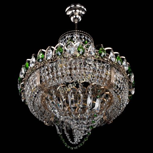 Люстра Кольцо Классика Веер зеленая в Сочи Гусь Хрустальный