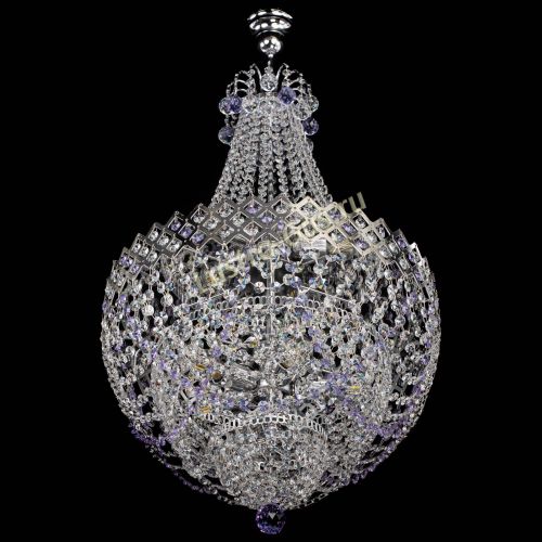 Люстра Корона №5 с подвесом Фиолетовая в Сочи Гусь Хрустальный