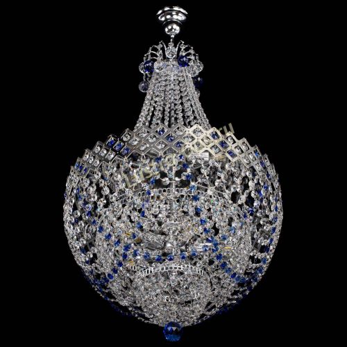 Люстра Корона №5 с подвесом Синяя в Сочи Гусь Хрустальный
