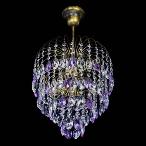 Люстра Лора №3 под бронзу фиолетовая в Сочи Гусь Хрустальный