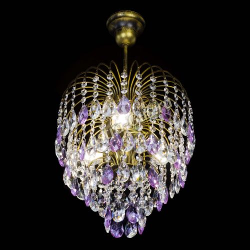 Люстра Лора №3 под бронзу фиолетовая в Сочи Гусь Хрустальный
