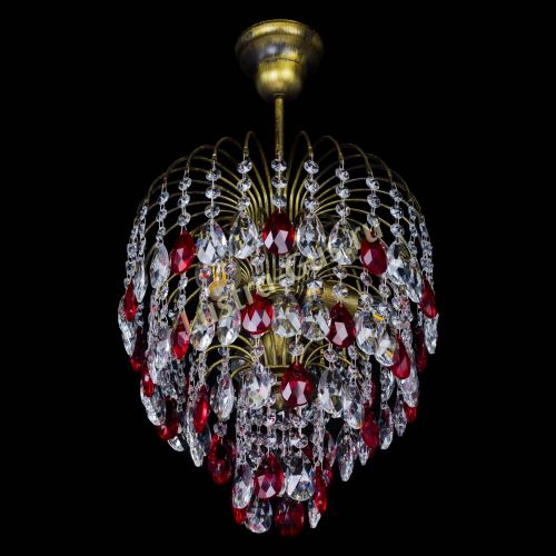 Люстра Лора №3 под бронзу красная в Сочи Гусь Хрустальный