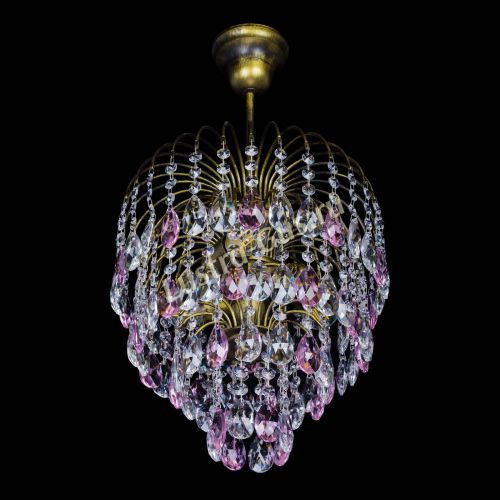 Люстра Лора №3 под бронзу розовая в Сочи Гусь Хрустальный