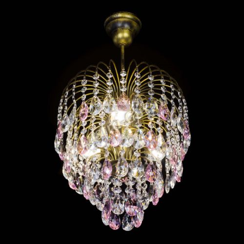 Люстра Лора №3 под бронзу розовая в Сочи Гусь Хрустальный