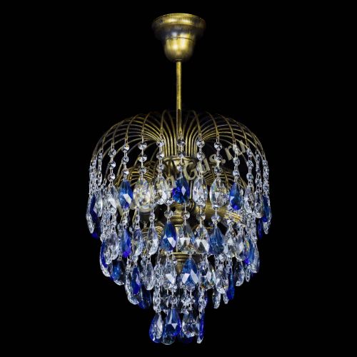 Люстра Лора №3 под бронзу синяя в Сочи Гусь Хрустальный
