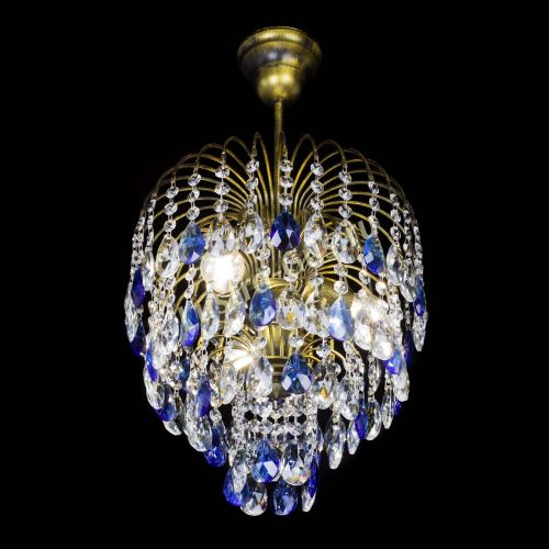 Люстра Лора №3 под бронзу синяя в Сочи Гусь Хрустальный