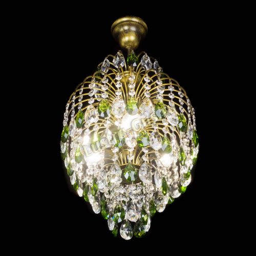 Люстра Лора №3 журавлик Зеленая под бронзу в Сочи Гусь Хрустальный