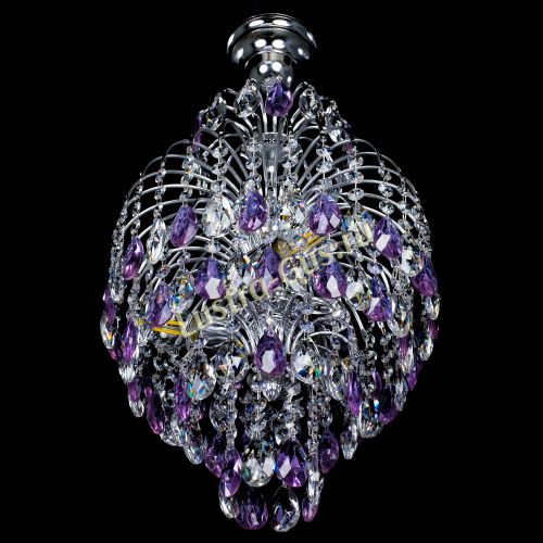 Люстра Лора №3 журавлик сиреневая в Сочи Гусь Хрустальный