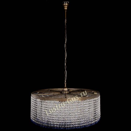 Люстра Милан капель №10 под бронзу синяя с подвесом в Сочи Гусь Хрустальный