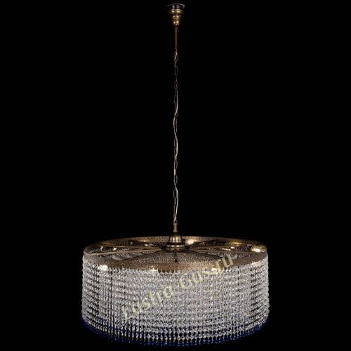 Люстра Милан капель №10 под бронзу синяя с подвесом в Сочи Гусь Хрустальный
