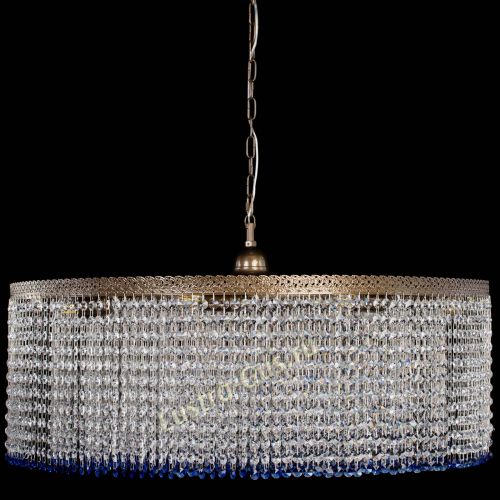 Люстра Милан капель №10 под бронзу синяя с подвесом в Сочи Гусь Хрустальный