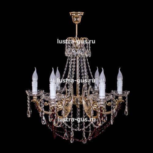 Люстра Свеча Лайт №1 оптикон цветная (рожки - пластик) в Сочи Гусь Хрустальный