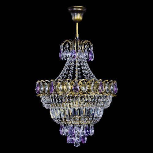 Люстра Ника подвесная Фиолетовая под бронзу в Сочи Гусь Хрустальный