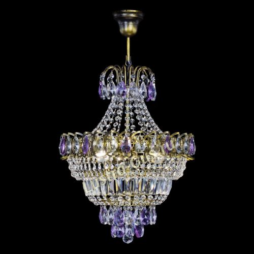 Люстра Ника подвесная Фиолетовая под бронзу в Сочи Гусь Хрустальный