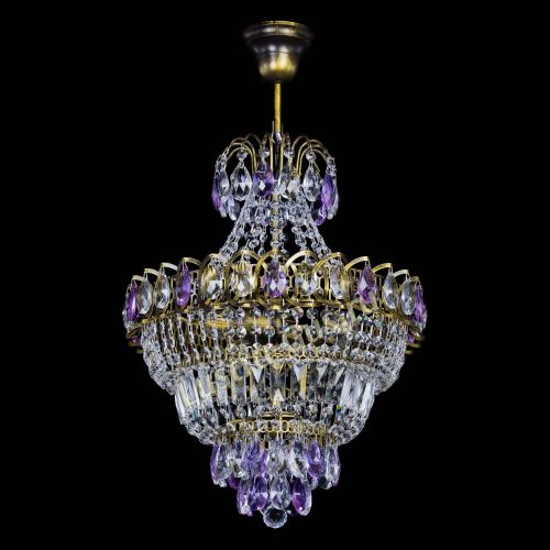 Люстра Ника подвесная Фиолетовая под бронзу в Сочи Гусь Хрустальный