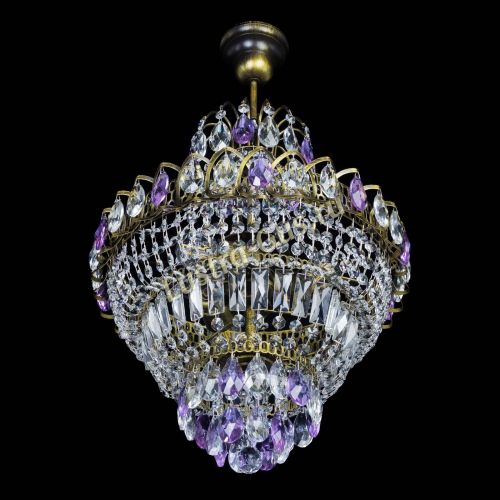 Люстра Ника подвесная Фиолетовая под бронзу в Сочи Гусь Хрустальный