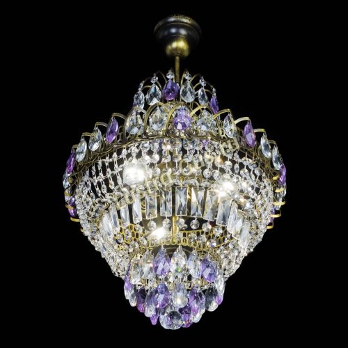Люстра Ника подвесная Фиолетовая под бронзу в Сочи Гусь Хрустальный