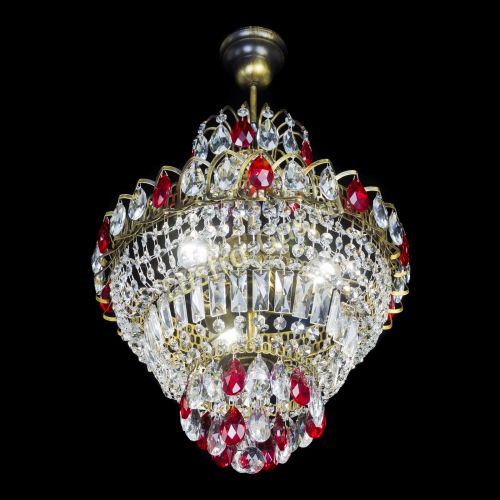 Люстра Ника подвесная Красная под бронзу в Сочи Гусь Хрустальный