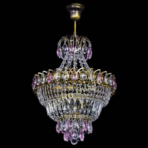 Люстра Ника подвесная Розовая под бронзу в Сочи Гусь Хрустальный