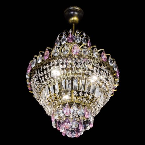 Люстра Ника подвесная Розовая под бронзу в Сочи Гусь Хрустальный