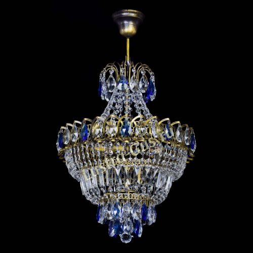 Люстра Ника подвесная Синяя под бронзу в Сочи Гусь Хрустальный