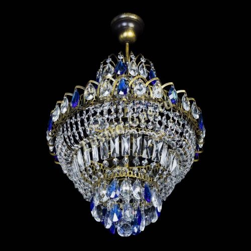 Люстра Ника подвесная Синяя под бронзу в Сочи Гусь Хрустальный