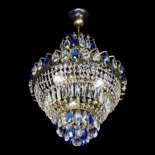 Люстра Ника подвесная Синяя под бронзу в Сочи Гусь Хрустальный