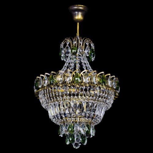 Люстра Ника подвесная Зеленая под бронзу в Сочи Гусь Хрустальный