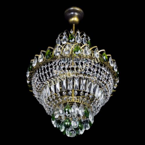 Люстра Ника подвесная Зеленая под бронзу в Сочи Гусь Хрустальный