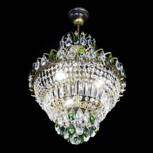 Люстра Ника подвесная Зеленая под бронзу в Сочи Гусь Хрустальный