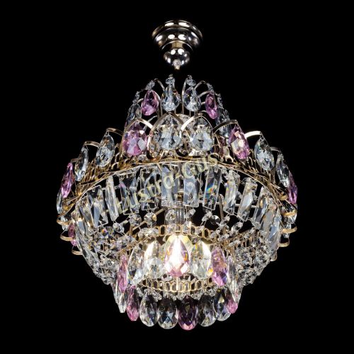 Люстра Ника 1 лампа розовая в Сочи Гусь Хрустальный