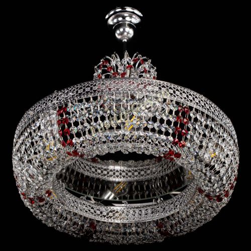 Люстра Венеция Кольцо с подвесом Красная в Сочи Гусь Хрустальный