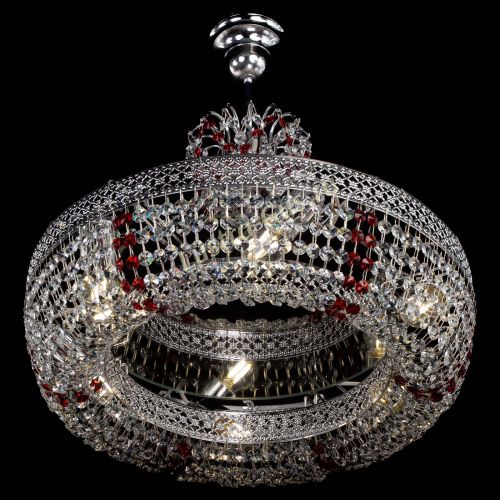 Люстра Венеция Кольцо с подвесом Красная в Сочи Гусь Хрустальный
