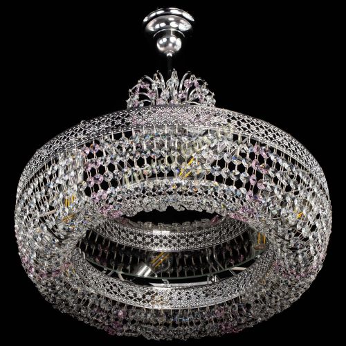 Люстра Венеция Кольцо с подвесом Розовая в Сочи Гусь Хрустальный