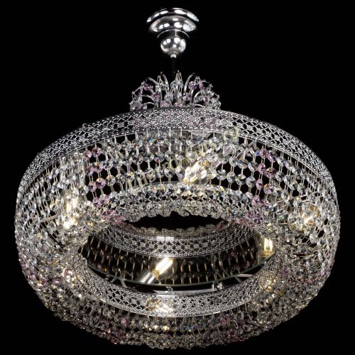 Люстра Венеция Кольцо с подвесом Розовая в Сочи Гусь Хрустальный