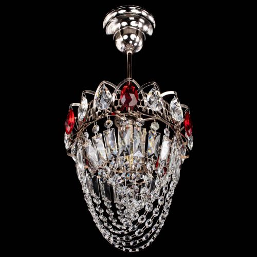 Люстра Водоворот №1 мини с подвесом красная в Сочи Гусь Хрустальный