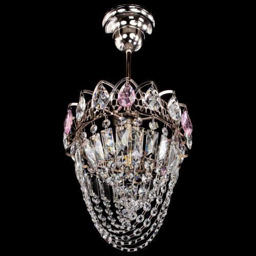 Люстра Водоворот №1 мини с подвесом розовая в Сочи Гусь Хрустальный