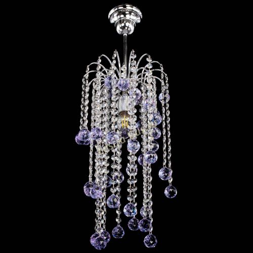 Люстра Зима каскад шар 30 фиолетовая в Сочи Гусь Хрустальный