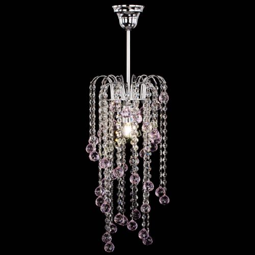 Люстра Зима каскад шар 30 розовая в Сочи Гусь Хрустальный