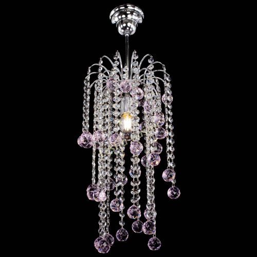 Люстра Зима каскад шар 30 розовая в Сочи Гусь Хрустальный