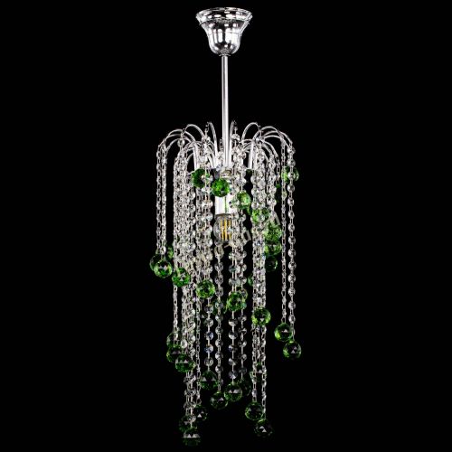 Люстра Зима каскад шар 30 зеленая в Сочи Гусь Хрустальный
