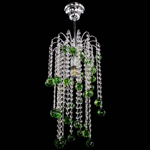 Люстра Зима каскад шар 30 зеленая в Сочи Гусь Хрустальный