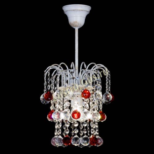 Люстра Зима шар красная (белая патина)  в Сочи Гусь Хрустальный