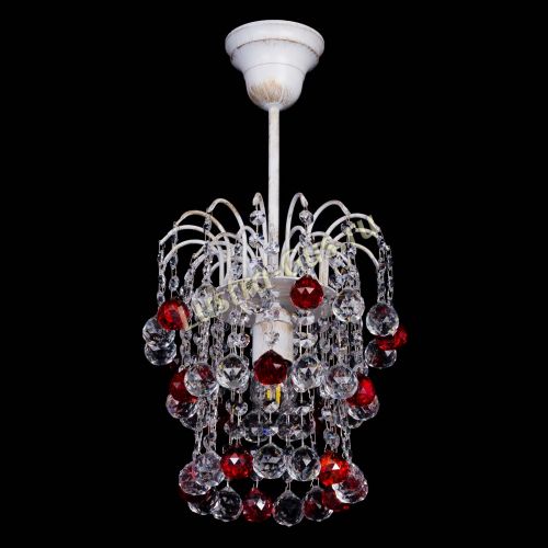 Люстра Зима шар красная (белая патина)  в Сочи Гусь Хрустальный