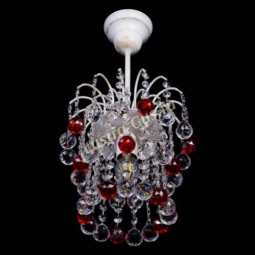 Люстра Зима шар красная (белая патина)  в Сочи Гусь Хрустальный
